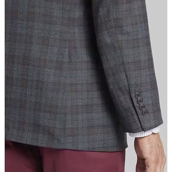 Jos A‎ BANK Windowpane Sportcoat Blazer Jacket Size 44R Grey Plaid D070405 16WC - Picture 5 of 9